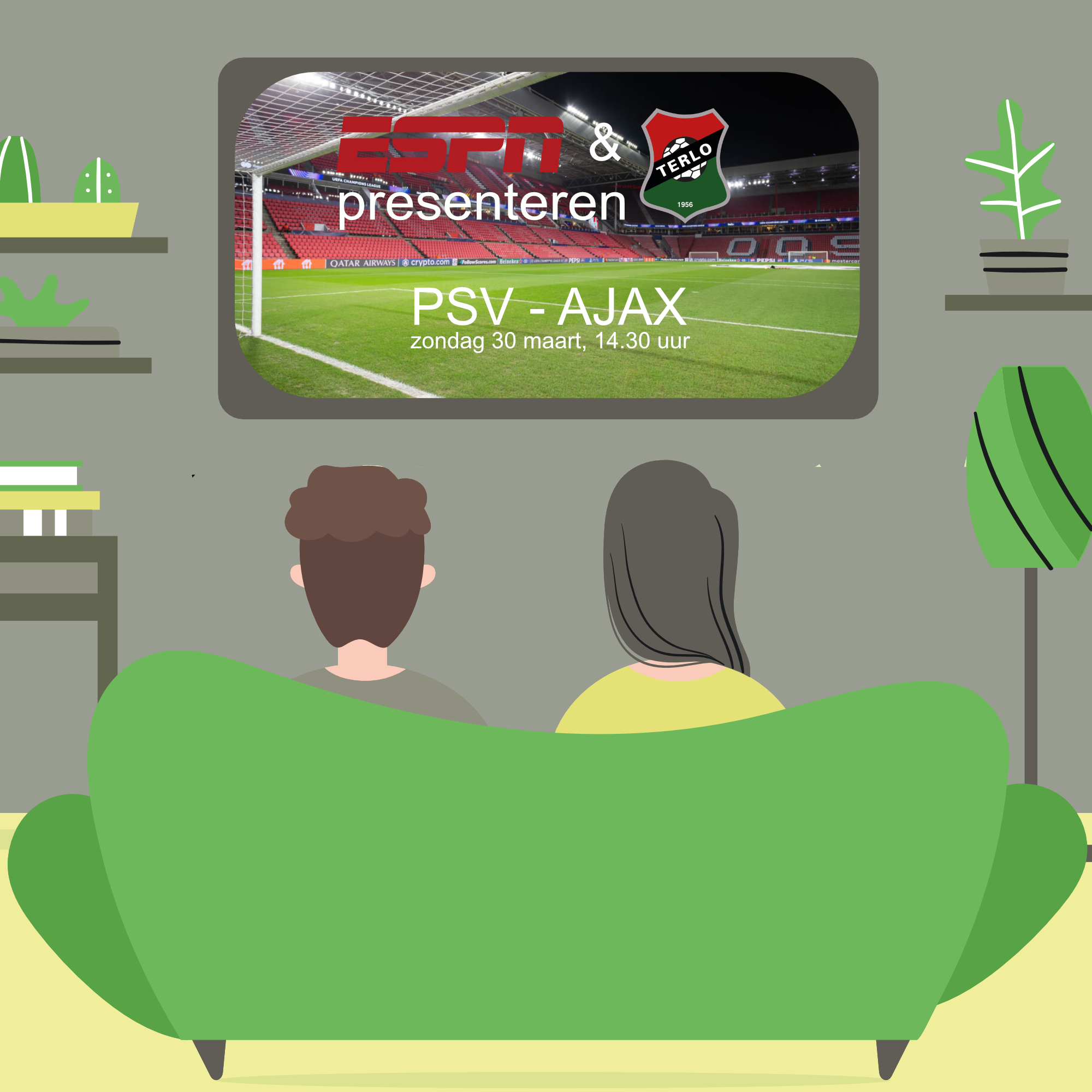 PSV-AJAX kijken in de kantine